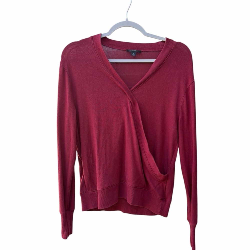 J. Crew Faux Wrap Cranberry  Sweater Long Sleeve Women Size Small